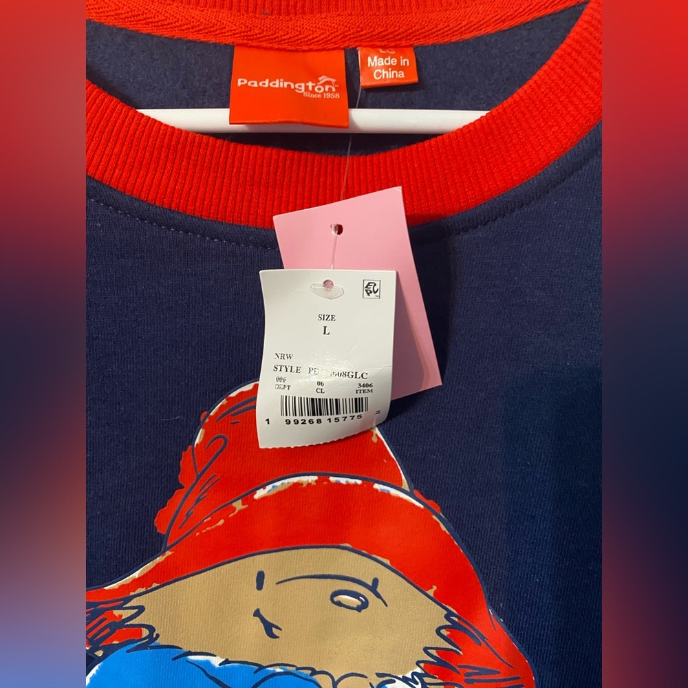 Paddington Bear women Navy Sweatshirt with Red and White Stripes NWT Large - Picture 3 of 4